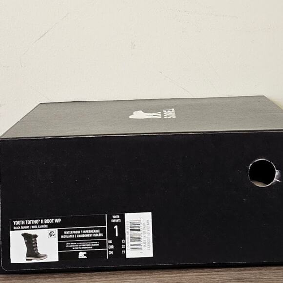 Sorel Youth Waterproof Tofino II Tall Boots Girls Size 1 Black/ Quarry NWT - Picture 10 of 10